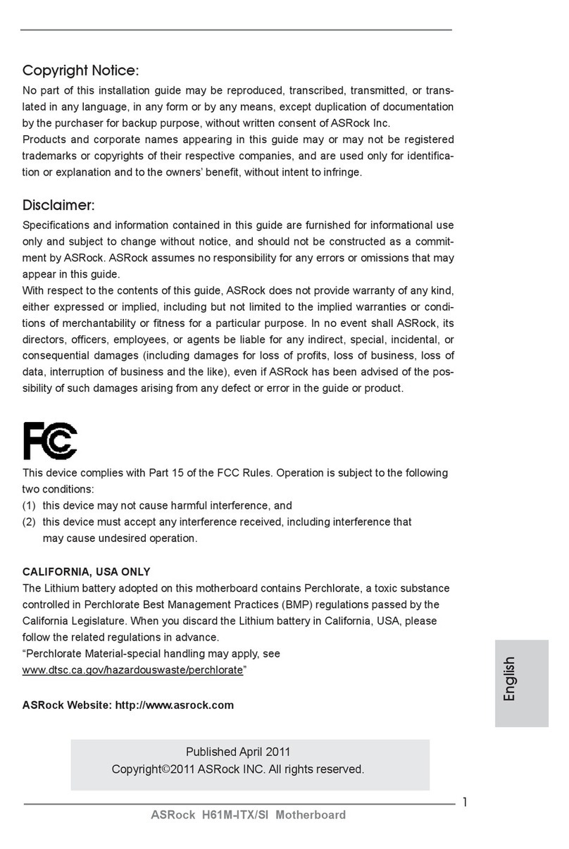 ASROCK H61M-ITX/SI User manual