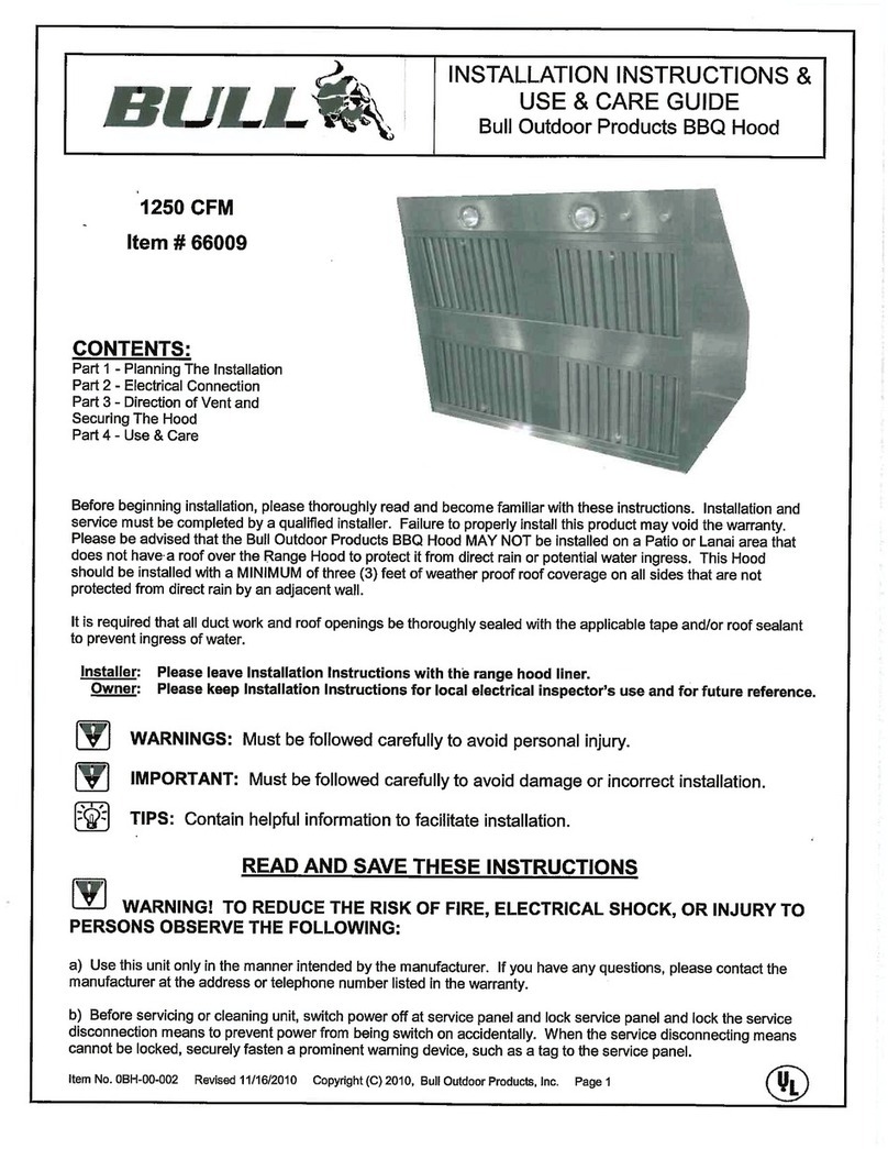 Bull 1250 CFM Installation instructions & use & care guide Bull 1250 CFM Installation instructions & use & care guide