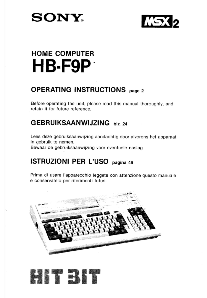 Sony MSX2 HB-F9P Hit Bit User manual Sony MSX2 HB-F9P Hit Bit User manual