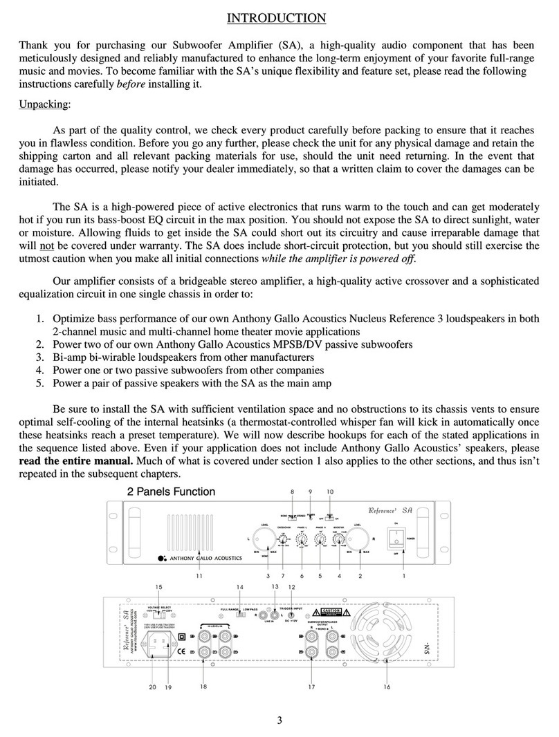 Anthony Gallo Acoustics Reference SA user manual