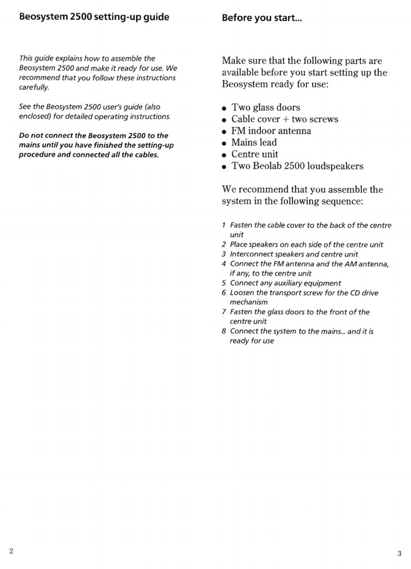 BeoWorld Beosystem 2500 Setting-up guide