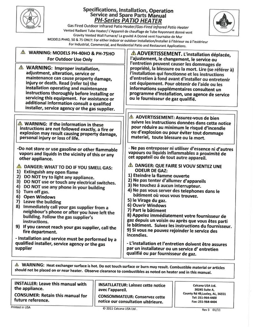Calcana PH-40HO Installation, operation and service manual