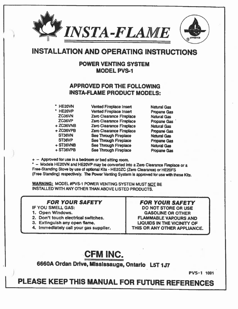 Insta-Flame PVS-1 Installation and operating instructions