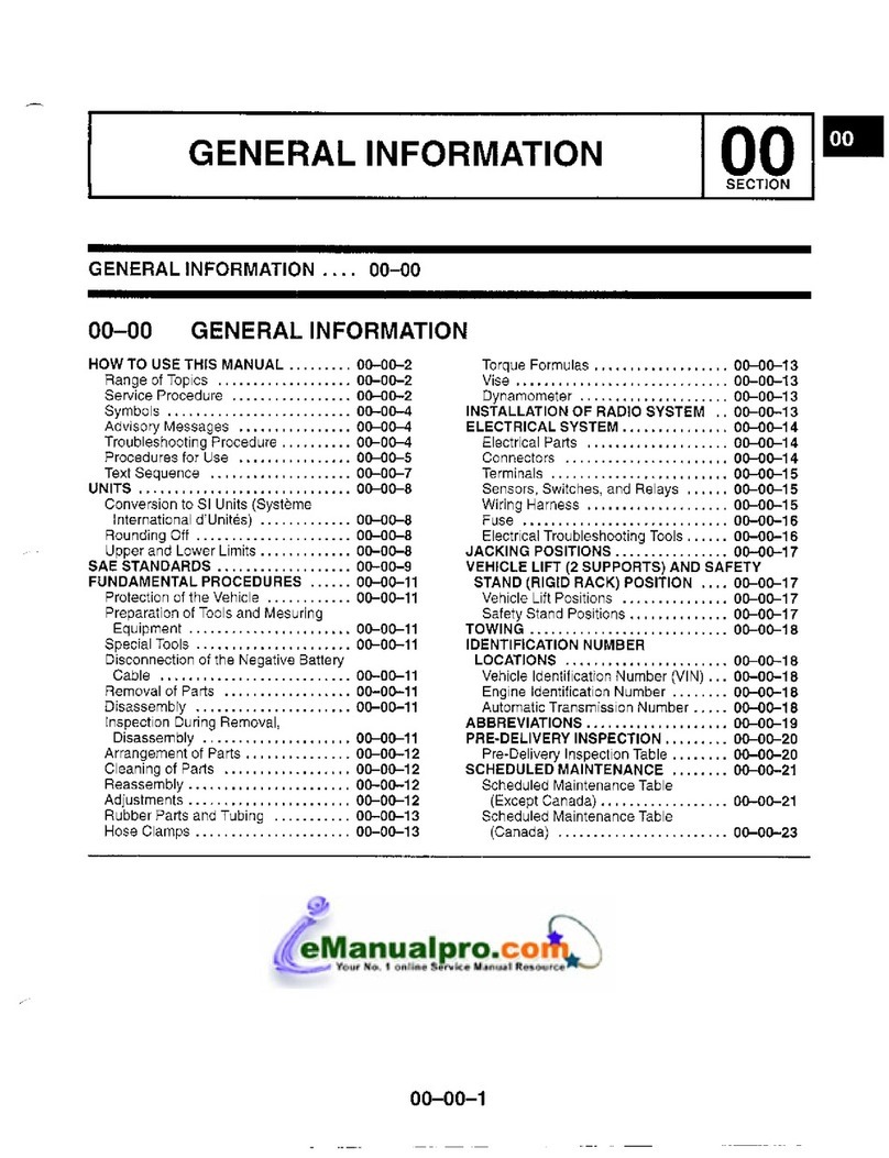 Mazda 1990 MIATA User manual