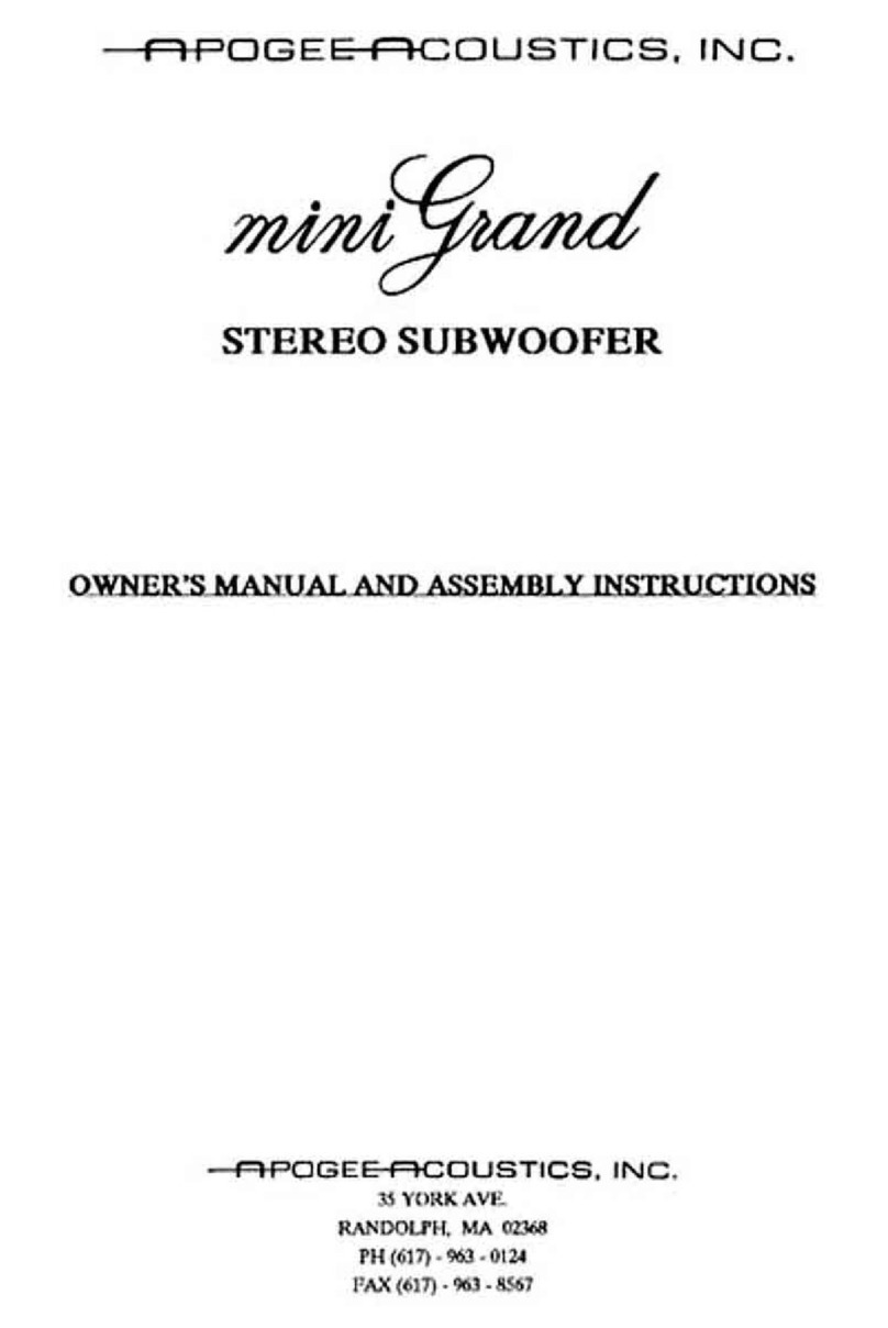 APOGEE ACOUSTICS miniGrand Owner's manual and assembly instructions