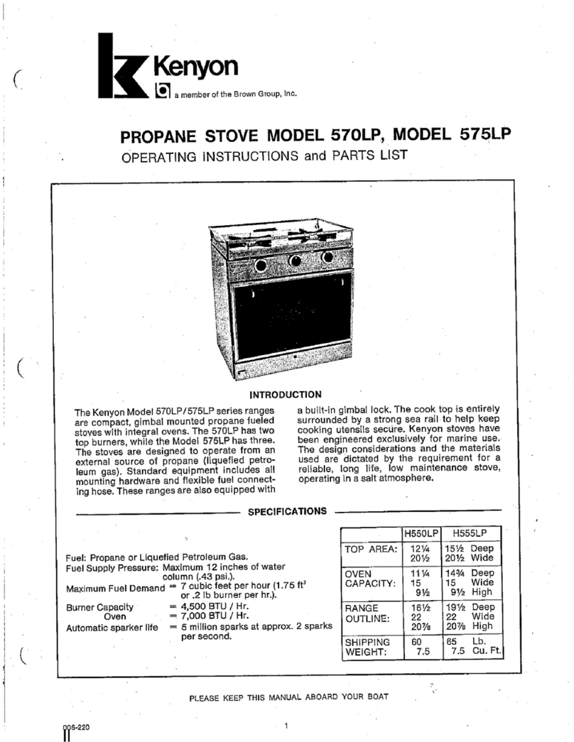 Kenyon 570LP Use and care manual