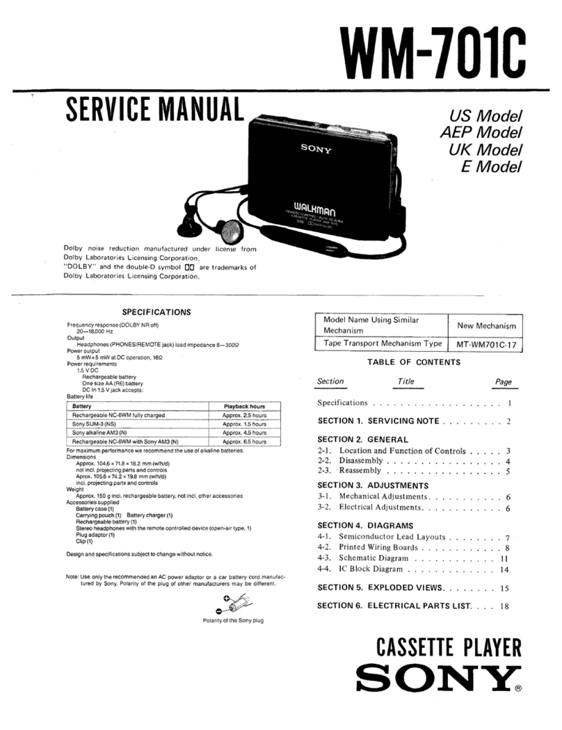 Sony Walkman WM-701C Service manual