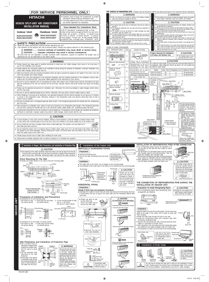 Hitachi RAS-DX10CET User manual