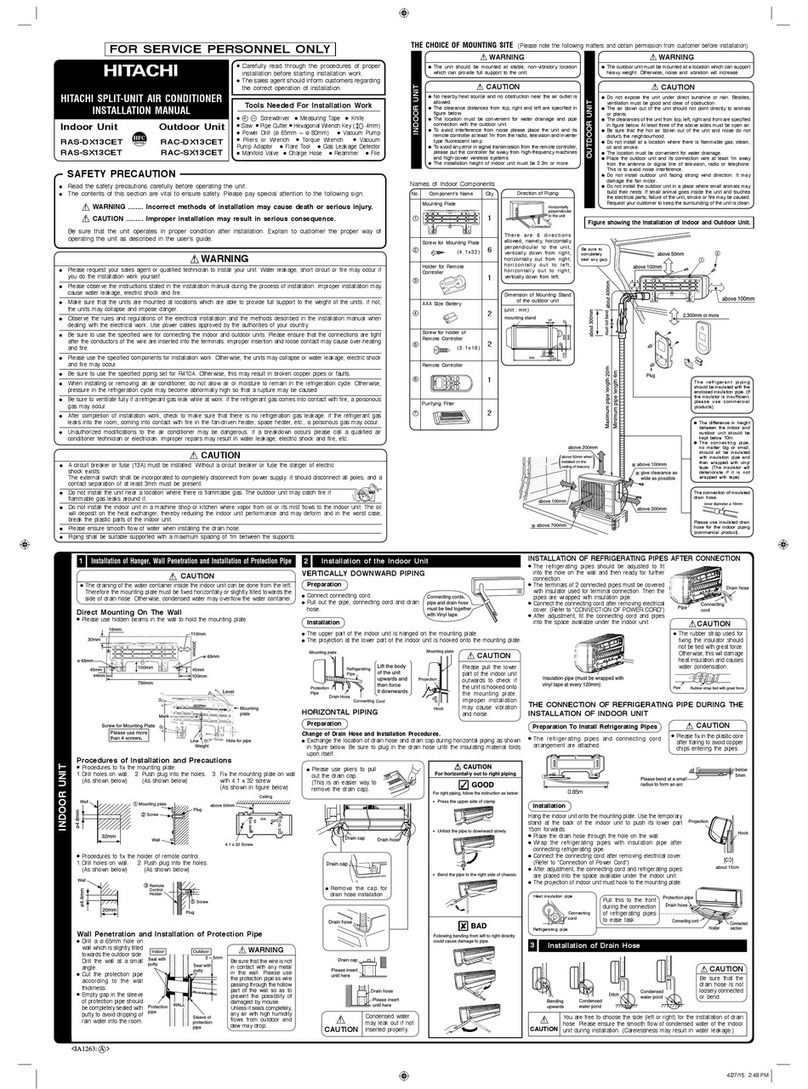 Hitachi RAS-DX13CET User manual