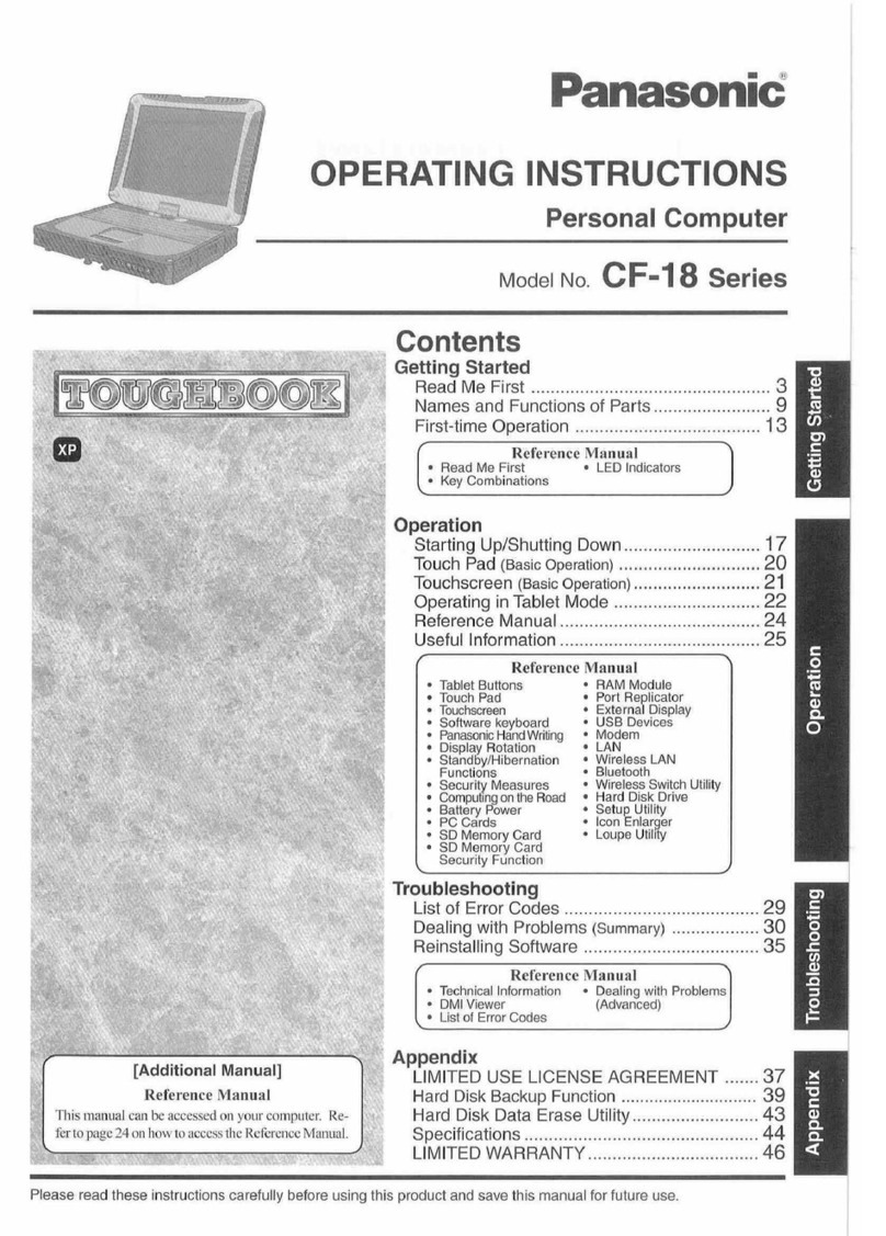 Panasonic Toughbook CF-18 Series User manual Panasonic Toughbook CF-18 Series User manual