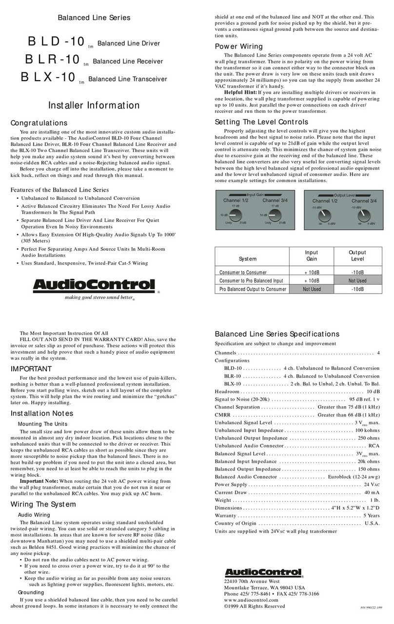 Audio Control BLD-10 User guide
