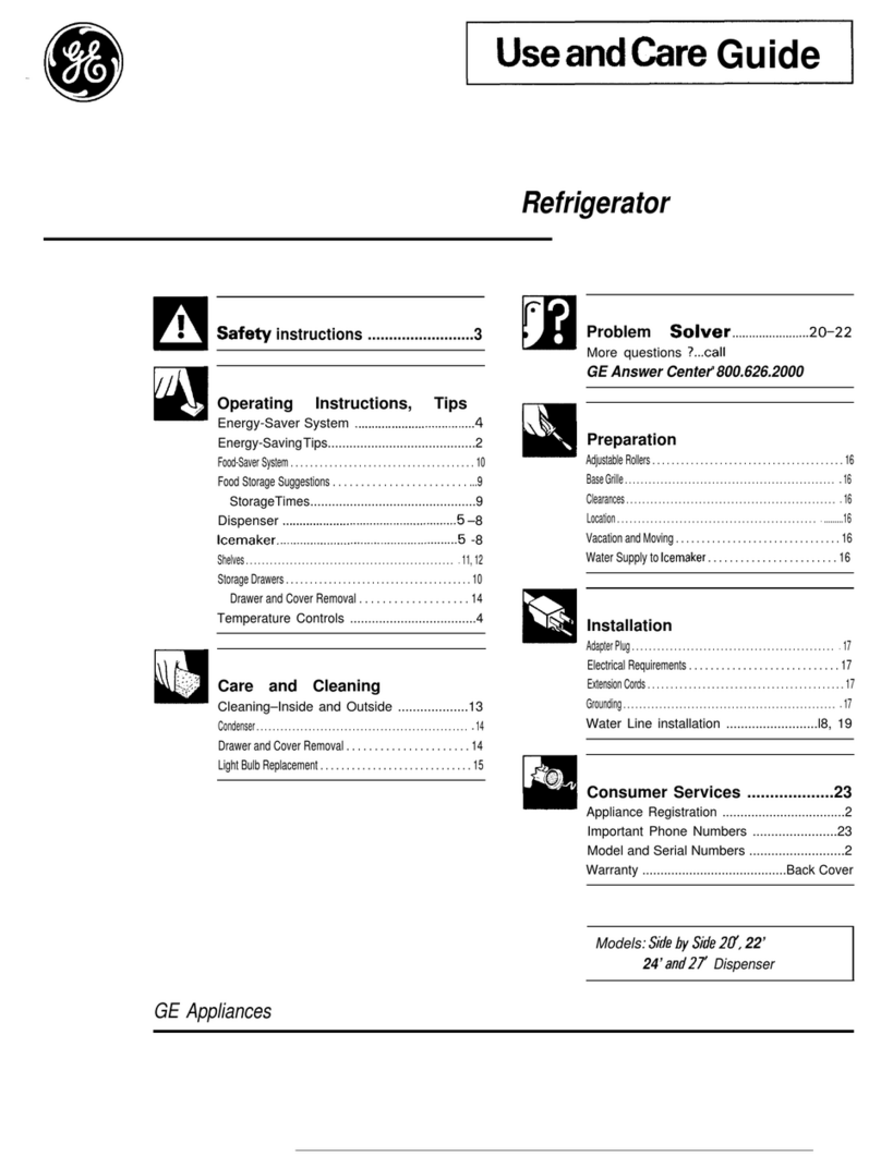 GE Side by Side 22 Dispenser User manual GE Side by Side 22 Dispenser User manual