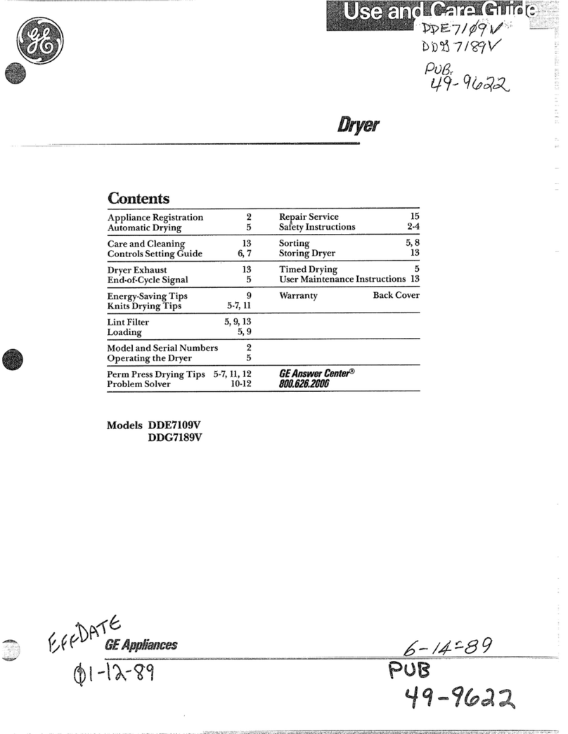 GE DDE7109V Use and care guide