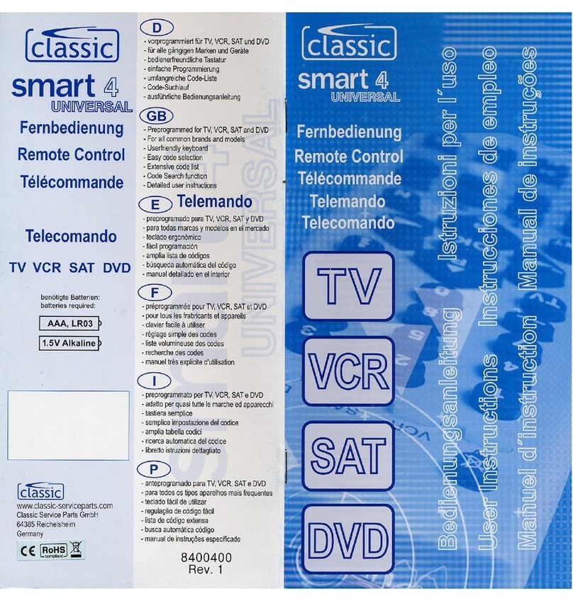 Classic Smart 4 Universal User instructions