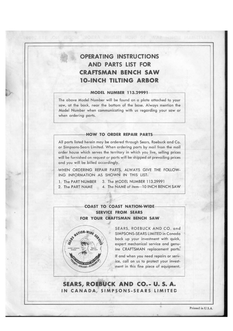 Craftsman 113.29991 Use and care manual