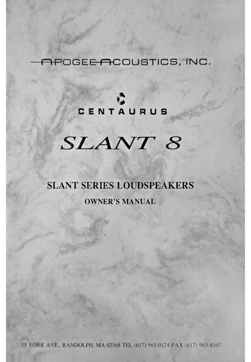 APOGEE ACOUSTICS Centaurus Slant 8 owner's manual APOGEE ACOUSTICS Centaurus Slant 8 owner's manual