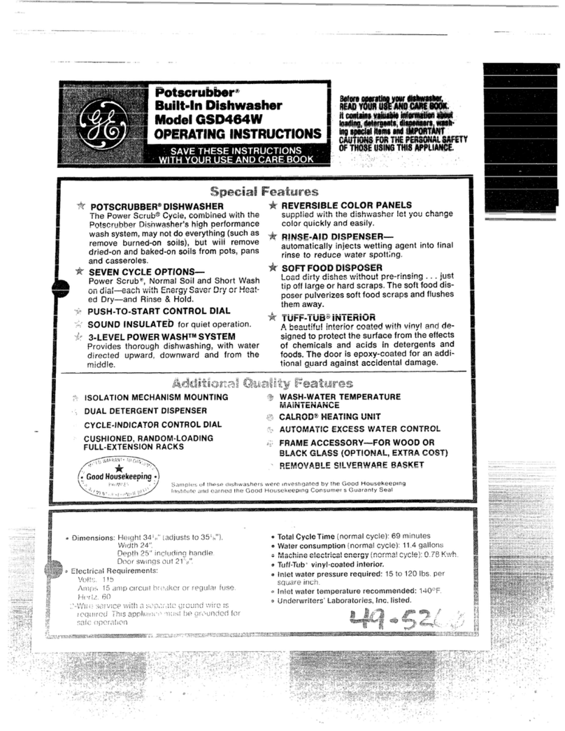 GE Potscrubber GSD464W User manual