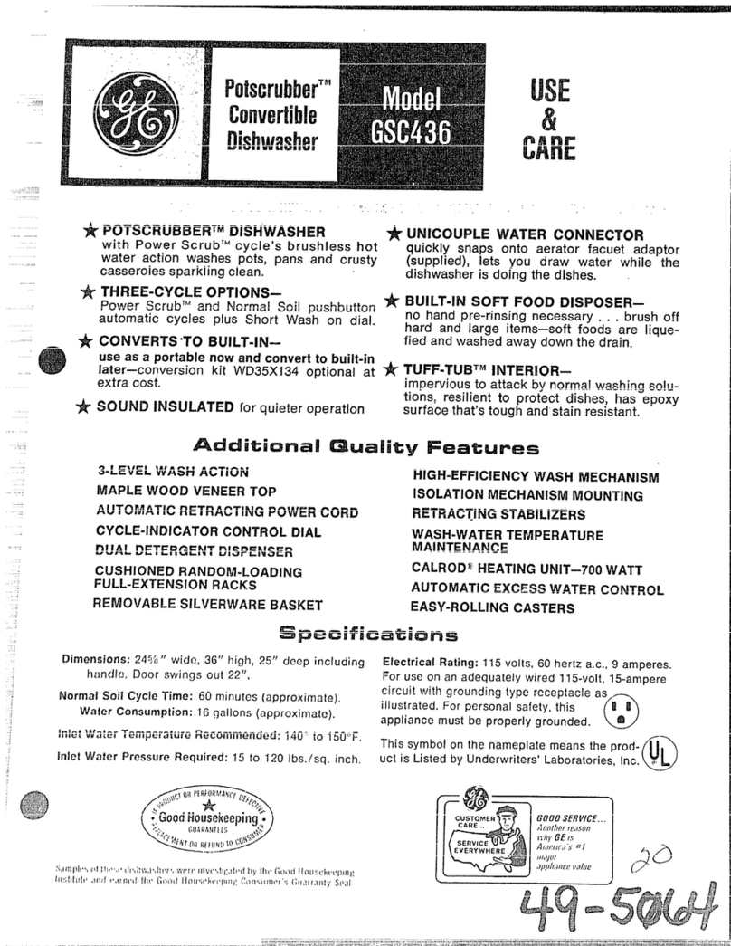 GE Potscrubber GSC436 Owner's manual