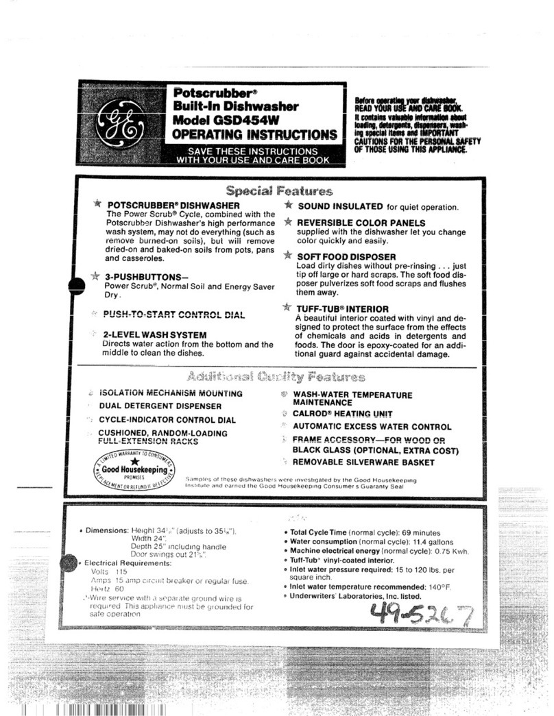 GE Potscrubber GSD454W User manual GE Potscrubber GSD454W User manual