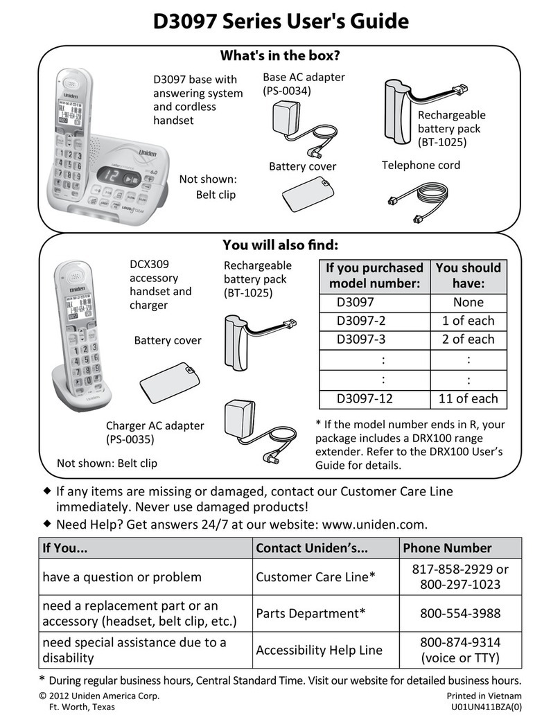 Uniden D3097 Series User manual