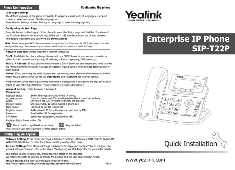 Yealink Yealink SIP-T22P User manual