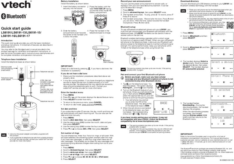 V-tech LS6191 User manual