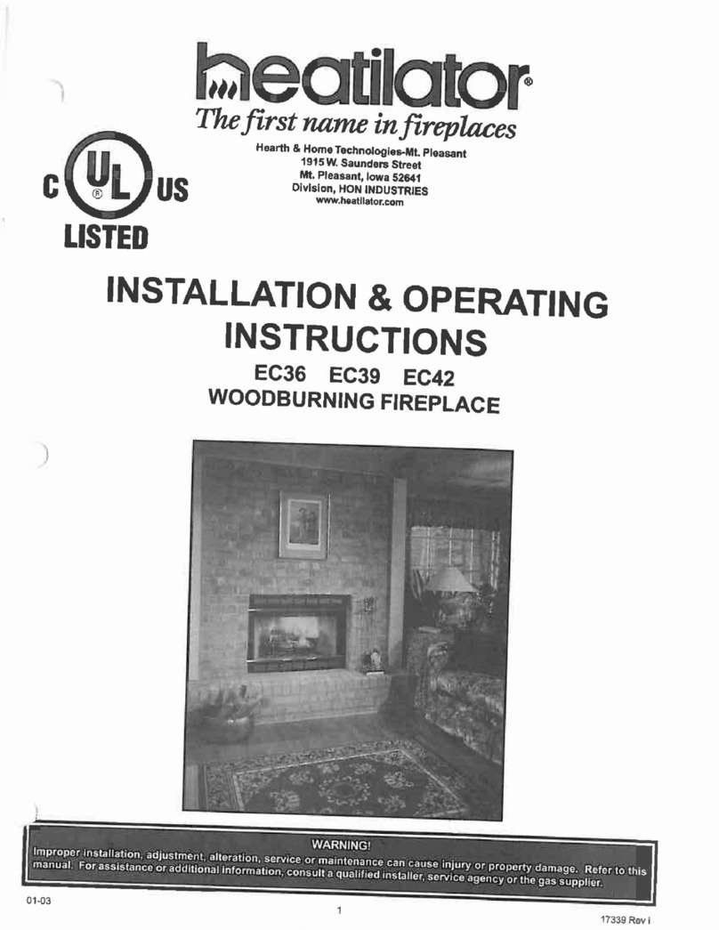Heatilator EC36 Installation & operating instructions