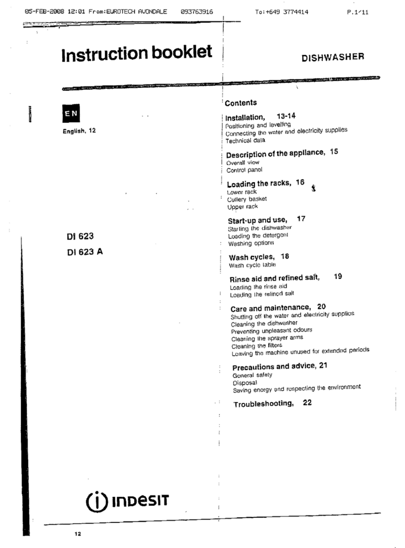 Indesit DI 623 Instruction booklet