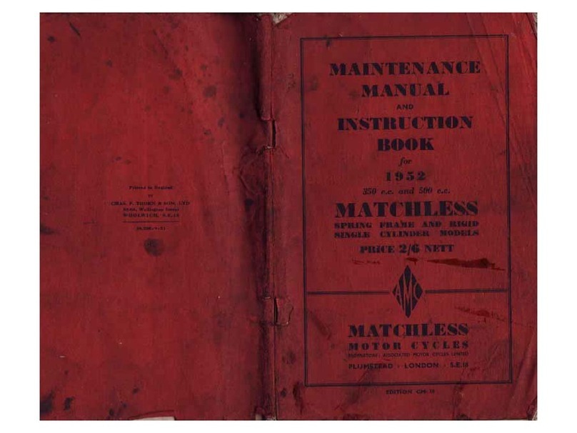 Matchless Motor Cycles 1952 Rigid G3Ll Maintenance manual and instruction book