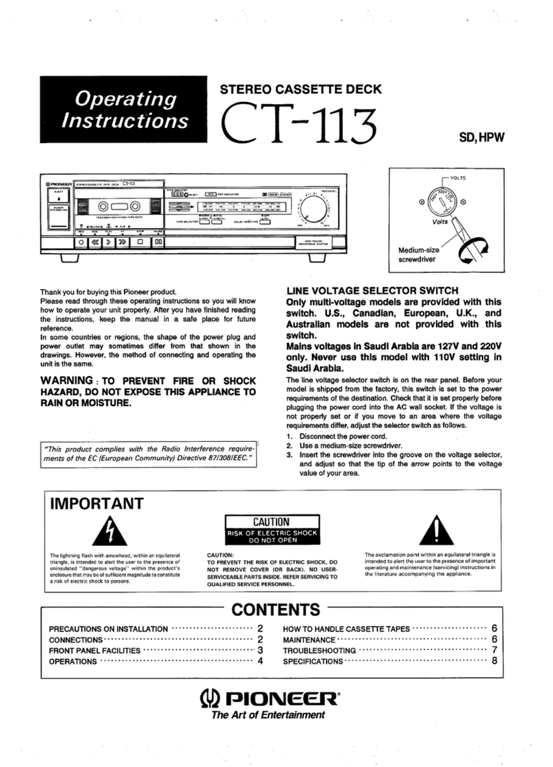 Pioneer CT-113 User manual Pioneer CT-113 User manual