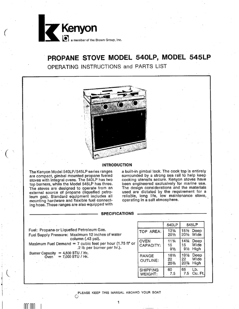 Kenyon 540LP Use and care manual