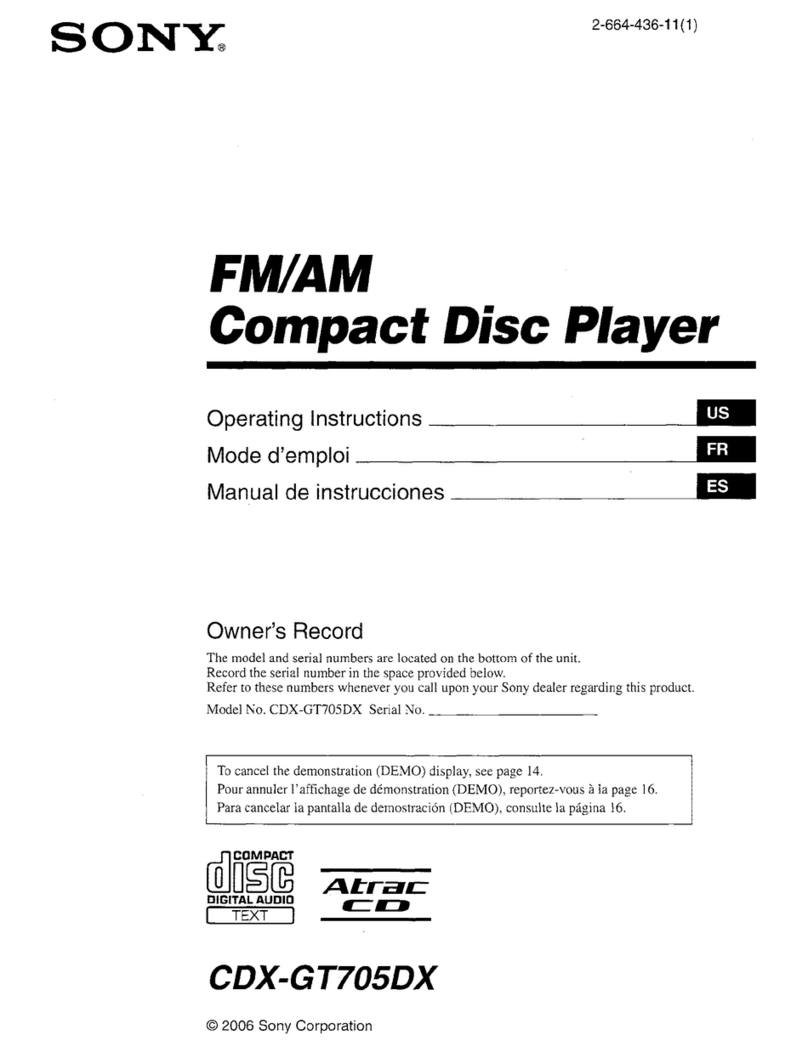 Sony CDX-GT705DX - Cd Player With Mp3/wma... User manual