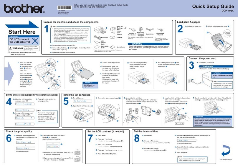 Brother DCP-195C Quick setup guide
