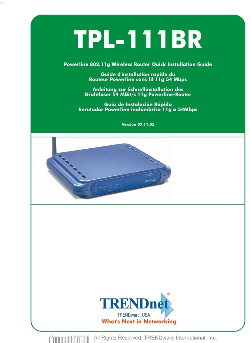 TRENDnet TPL-111BR - WIRELESS POWERLINE ROUTER 125 Quick installation guide