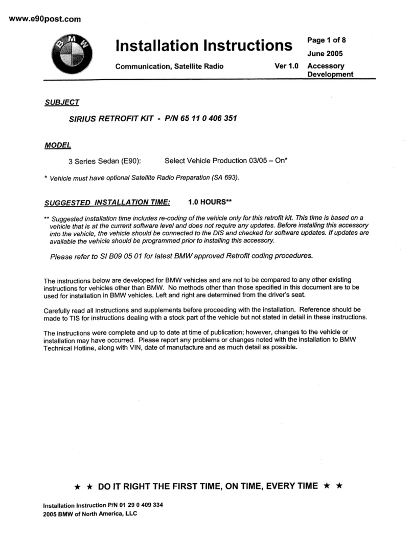 Sirius Satellite Radio 65 11 0 406 351 installation instructions