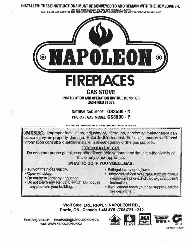 Napoleon GS3500 - N Installation and operation instructions