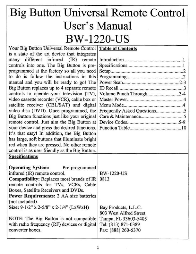 Bay Products BW-1220-US user manual