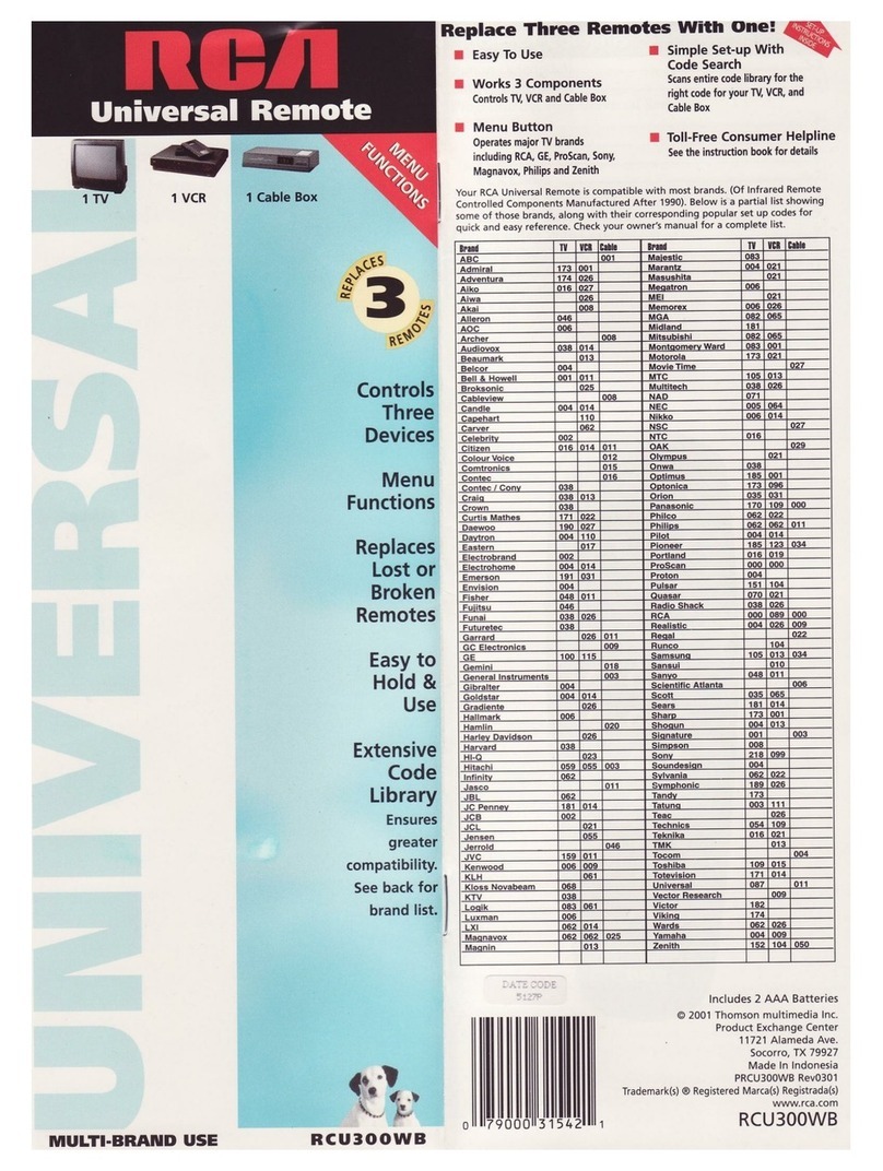 RCA RCU300WB User manual