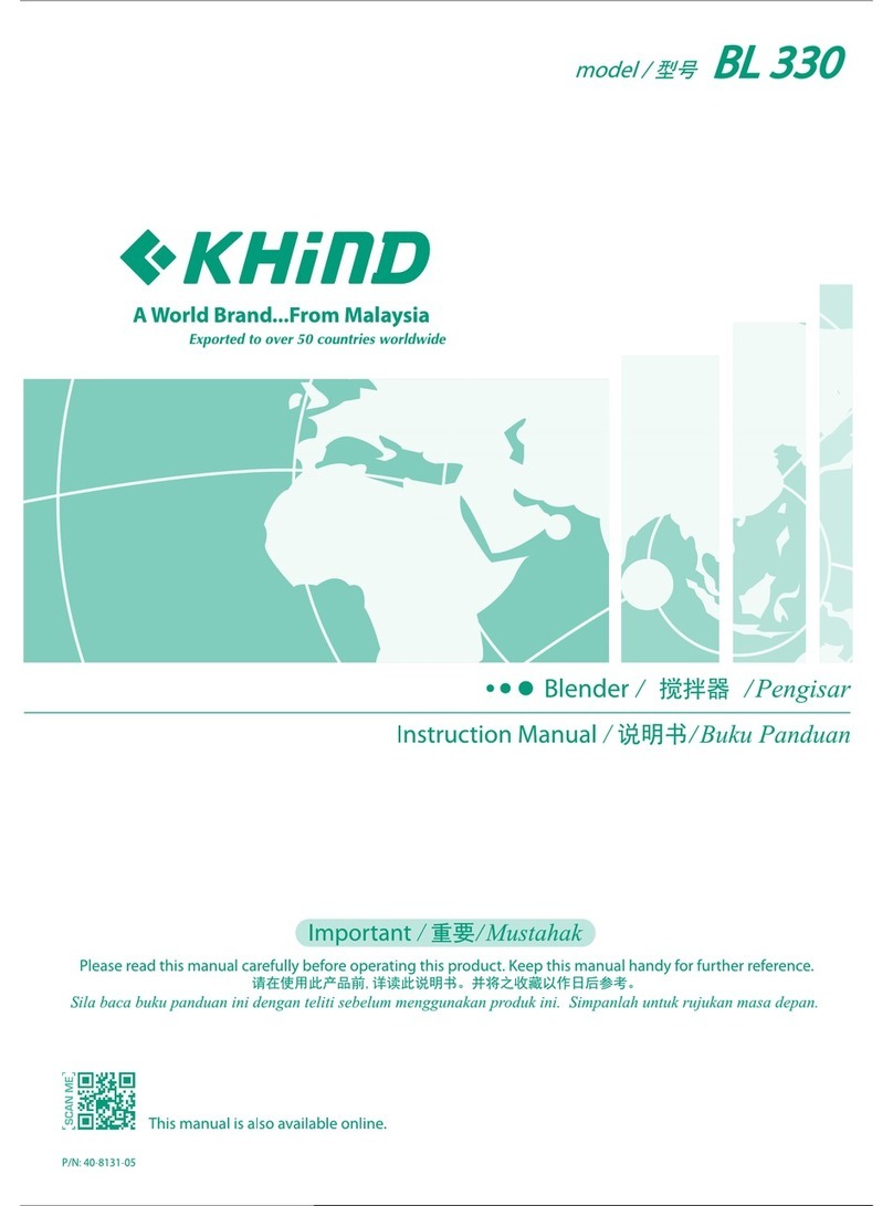 KHIND BL 330 instruction manual