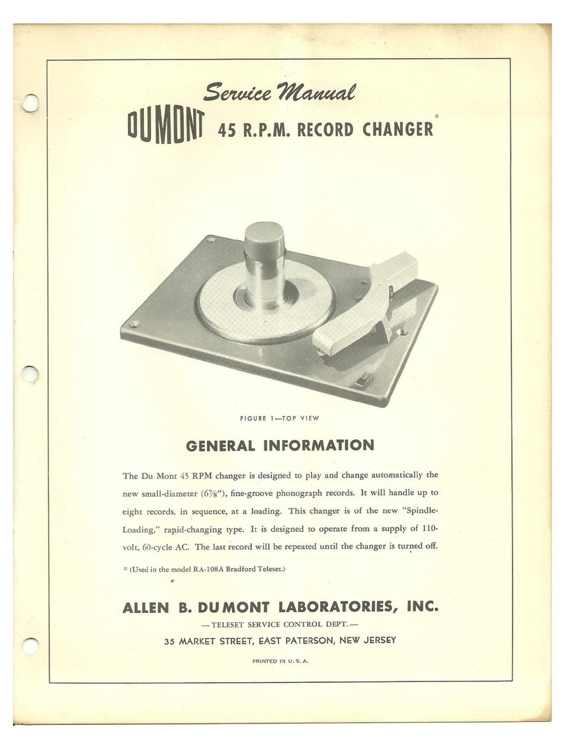 Dumont 45 R.P.M. Service manual