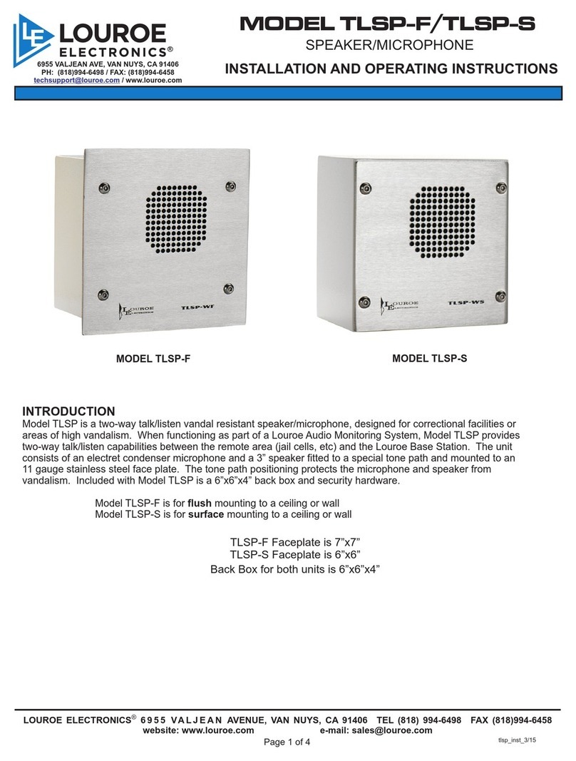 Louroe Electronics TLSP-F Installation and operating instructions