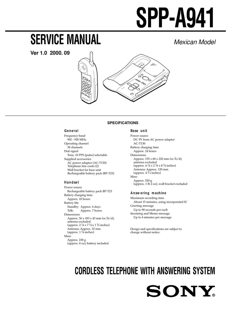 Sony SPP-A941 - Cordless Telephone With Answering... Service manual