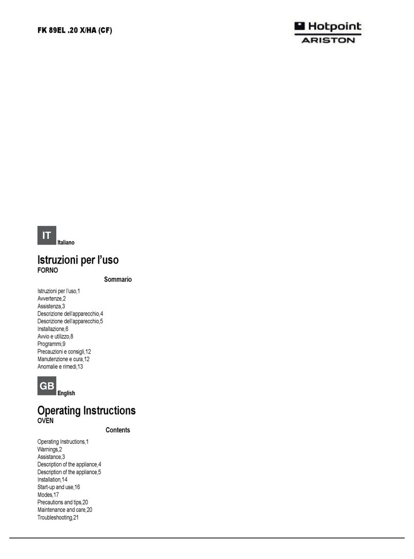 Hotpoint Ariston FK 89EL .20 X operating instructions