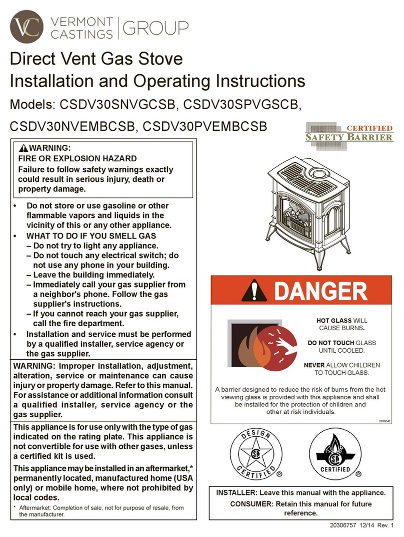 Vermont Castings CSDV30SNVGCSB Installation and operating instructions