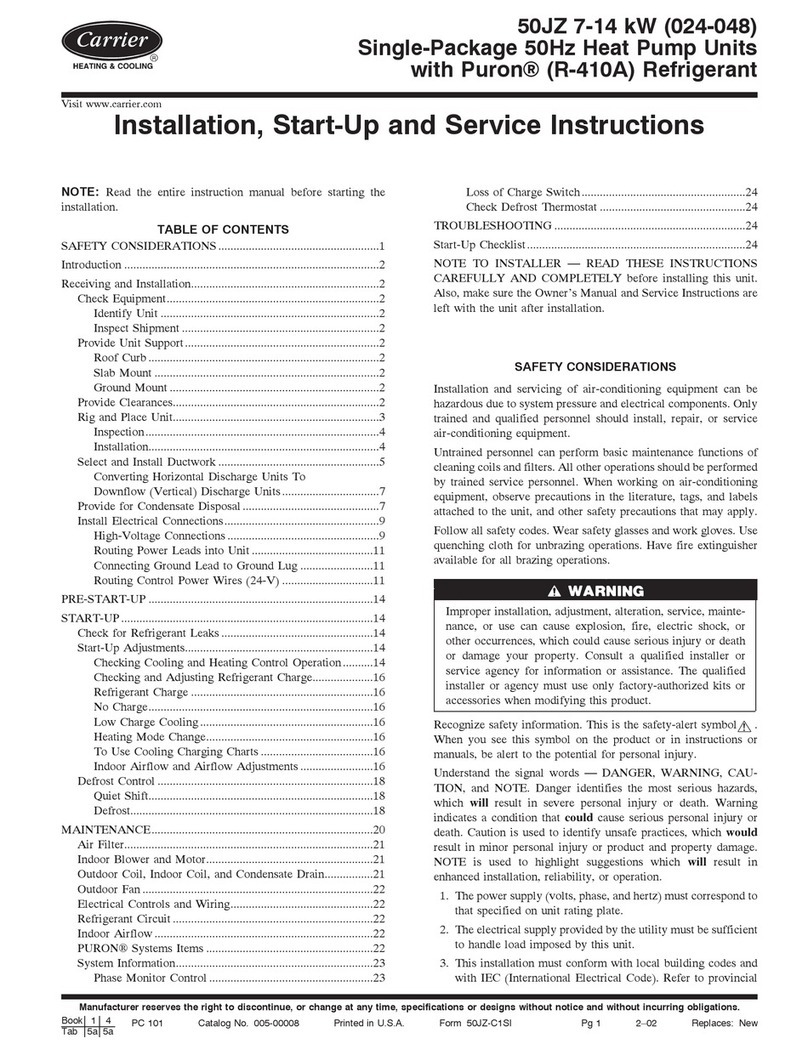 Carrier 50JZ 024-060 Installation, Start-Up and Service Instructions