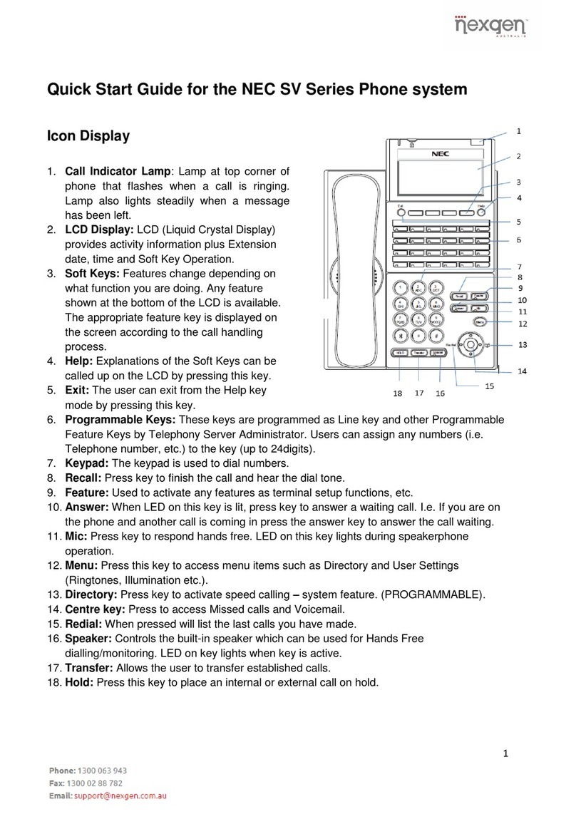 NEC SV Series quick start guide