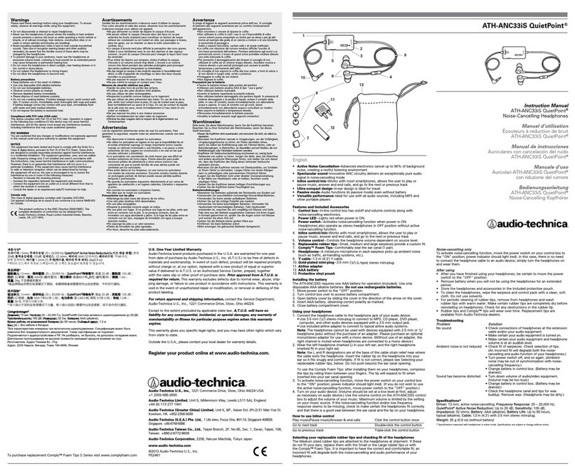 Audio Technica ATH-ANC33iS QuietPoint instruction manual