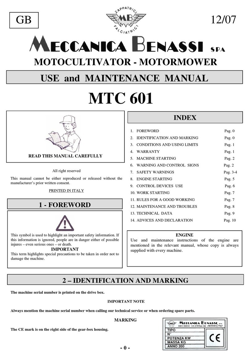 Meccanica Benassi MTC 601 Use and maintenance manual