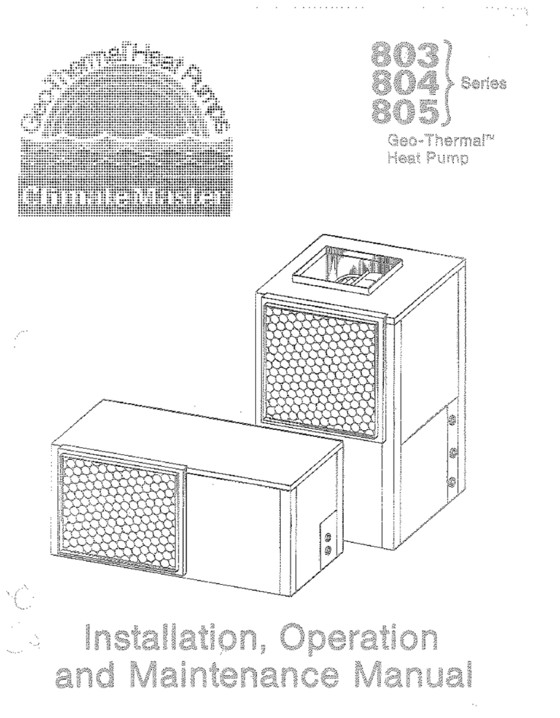 ClimateMaster 803 series Installation, operation and maintanance manual ClimateMaster 803 series Installation, operation and maintanance manual