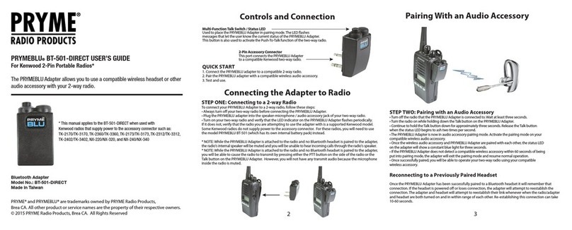 PRYME Radio Product PRYMEBLU BT-501-DIRECT user guide
